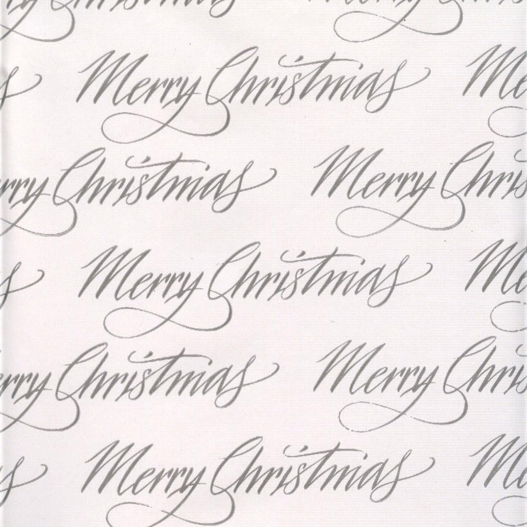 Christmas Tissue Paper Silver Merry Christmas on White (Pack of 4 or 12)