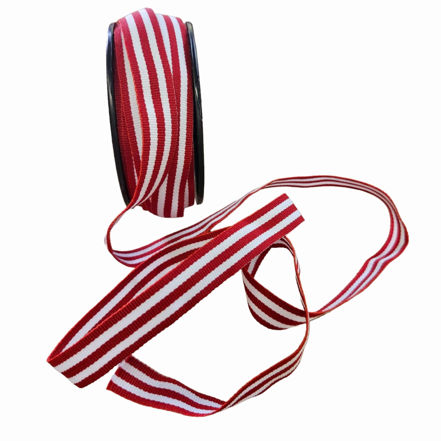 Petersham Ribbon Red with Optical White Stripes (5, 20 & 50 Meter Roll ...